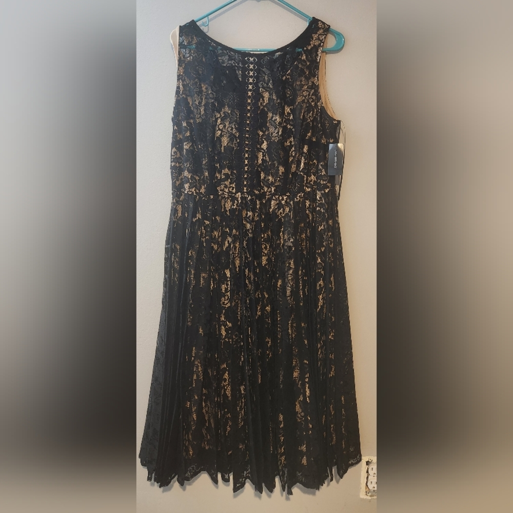 Lane Bryant Black and Gold Floral Midi Dress